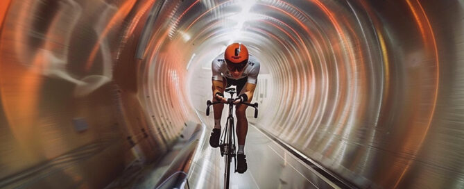 a cyclist in a wind tunnel
